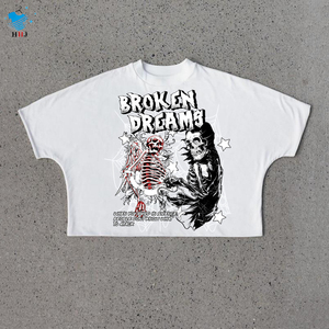 เสื้อยืดโอเวอร์ไซส์ทรงบ็อกซี่ ไหล่ตก พิมพ์ลาย DTG พร้อมโลโก้ตามสั่งจากผู้ผลิต ผ้าเจอร์ซีย์เนื้อหนา ทรงครอป คอกลม สไตล์ดิสเทรส - Product Image 3