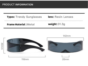 Lunettes de soleil monobloc <span class=keywords><strong>cyberpunk</strong></span> futuristes avec logo personnalisé, monture <span class=keywords><strong>PC</strong></span> noire et blanche, unisexe, pour fêtes, vente en gros à prix abordable - Product Image 3