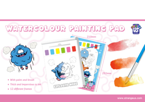 Blocco <span class=keywords><strong>da</strong></span> <span class=keywords><strong>Colorare</strong></span> Strange Us Monster in Carta Acquerello - 6 <span class=keywords><strong>Colori</strong></span> Vibranti Non Tossici, 12 Fogli per Disegno e Pittura Divertenti - Product Image 2