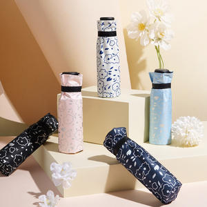 Parapluie pliant en cinq sections en fibre de carbone Yako, ouverture manuelle, léger, portable, protection contre le soleil et la pluie, parapluie de voyage, motif vert - Product Image 3