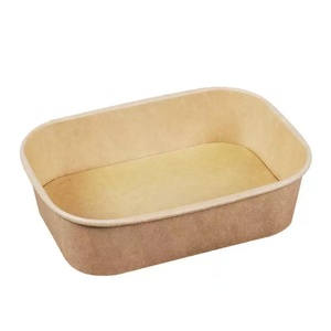 קופסת אוכל חד פעמית מנייר שעווה מלבני עם מכסה עבה לאוכל מהיר, מתאימה לסלטים או ארוחות צהריים. - Product Image 5