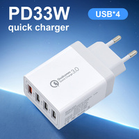 Zhibai 33W 4-Port USB-C & USB QC3.0 Pengisi Daya Cepat dengan Adaptor Dinding Ramah Lingkungan untuk Ponsel Garansi 12 Bulan