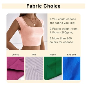 Venta caliente personalizado en blanco de las mujeres de alta elasticidad de LICRA Slim Fit Street Tank Color sólido Crop Top Square Neck Tank Top - Product Image 2