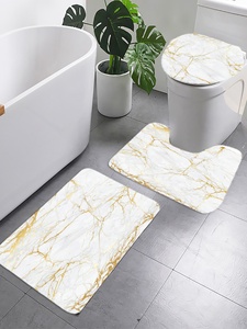 3 Cái Đặt Đá Cẩm Thạch In Flannel Lông Cừu Phòng Tắm Thảm Và Bộ Thảm Sợi Nhỏ Chống Trượt Bath Mat Sàn Thảm Giá Rẻ - Product Image 5