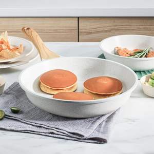 OEM mango de baquelita Maifan piedra sartén, 28cm leche blanco antiadherente sartén voladora para inducción y gas, <span class=keywords><strong>4</strong></span> colores (20/24/28cm) - Product Image 2