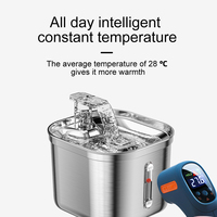 Fontaine pour chat d'intérieur portable 2L en acier inoxydable, pompe silencieuse, distributeur d'eau pour chiens, chats, puissance de charge de style solide, voyage