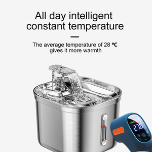 2L in acciaio inox portatile gatto fontana silenziosa pompa distributore di acqua per cani gatti in stile solido carica energia viaggio - Product Image 3