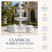 Fontaine d'eau en marbre blanc MILY, ornement cascade de style européen, personnalisable pour jardin extérieur, parc, aménagement paysager