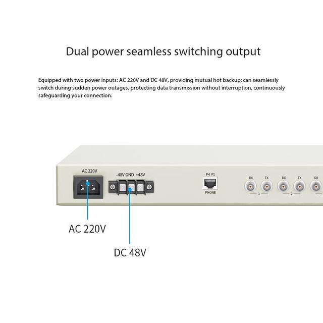 PCM Multiservice Fiber Transceiver | 4E1+4 100M Ethernet+4 Telephone | Single-Mode Single-Fiber FC 20km 1 Pair