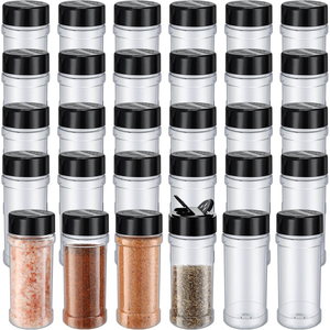 16oz/Wholesale Eco-Friendly PET Plastic Kitchen <b>Spice</b> <b>Jars</b> & Salt/Pepper Shakers with Custom Logo and Lid - Product Image 1