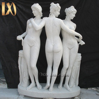 Statues de la Beauté des Trois Grâces, Art Grec Nu en Marbre, Taille Naturelle, Sculpture de Femme Nue en Pierre, Décoration à Vendre