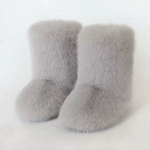 Bottes basses pour femmes en fourrure moelleuse de luxe, tendance automne-hiver, bottes courtes en peluche - Product Image 4