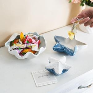 Style <span class=keywords><strong>nordique</strong></span> en céramique sirène coquille stockage décor plaque ensemble bleu ciel en céramique bijoux boîte de rangement assiettes support - Product Image 2