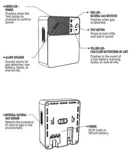 Detector de Vazamento de Gás Natural com Padrão UL1484 Alarme de Gás com Bateria de 10 Anos - Product Image 6