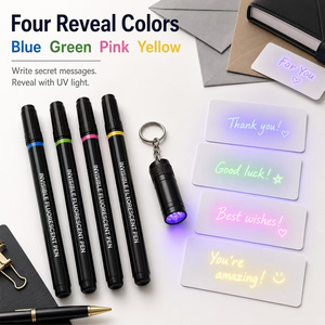 Kit de stylos espions à encre invisible 4 couleurs avec lumière UV, marqueur fluorescent secret pour écriture discrète et bricolage (vente en gros) - Product Image 1