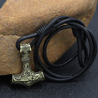 Bracelet Viking Marteau Thor Mjolnir Homme Femme Cordon Tresse Nordique Paien Amulette Bijou Bronze Antique Vente en Gros