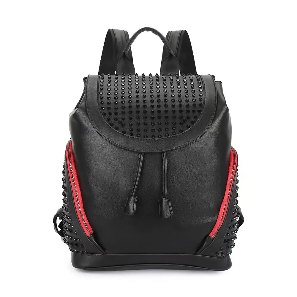 2022 New Fashion High Quality Europe and American Amazon Big Capacity Unique Man Rucksack Bag Men Rivet PU Leather Backpack