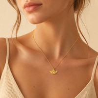 Collar de Acero Inoxidable Chapado en Oro PVD de 18K al por Mayor en Stock, Colgante de Ángel, Joyería de Moda para Mujer