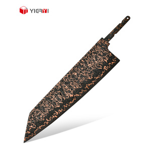 Lames de couteau de luxe en cuivre noir doré Damas, lames de couteau de cuisine Kiritsuke DIY, lames de couteau Bunka, blancs sans manche - Product Image 1