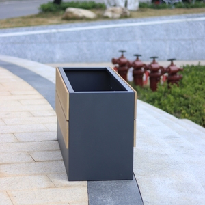 Extérieur moderne métal boîte à fleurs en plastique en <span class=keywords><strong>bois</strong></span> rectangle jardinière pots long grand aluminium jardin aménagement paysager fournitures - Product Image 4