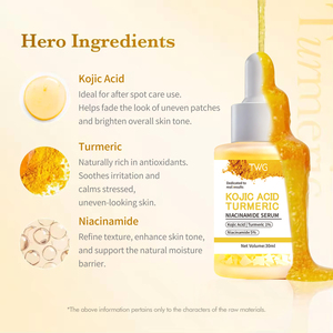 سيروم حمض الكوجيك والكركم والنياسيناميد من TWG RTS، 30 مل، مضاد لحب الشباب ومبيض للبشرة، مضاد للبقع الداكنة، سيروم للعناية بالبشرة بحمض الكوجيك - Product Image 4