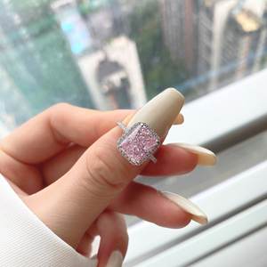 18K Vergulde Roze Groot Centrum Full Cz 8a Zirkoon Ring 925 Sterling Zilver Ijs Geslepen Diamant Verlovingsring Trouwring Sieraden Vrouwen - Product Image 6