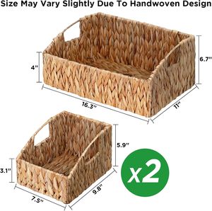 Huyền Thoại Dệt Tay <span class=keywords><strong>Wicker</strong></span> Lưu Trữ Thùng Bộ 3 Lưu Trữ Tự Nhiên Container Giỏ Cho Kệ Với Được Xây Dựng Trong Xử Lý - Product Image 2