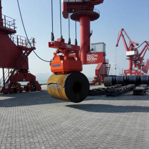 Alat Penanganan Gulungan Baja Pengangkat Elektromagnetik Permanen Truk Muatan Di Port - Product Image 3