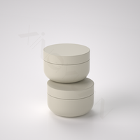 Pot Conteneur à Crème Large Ouverture en Plastique Givré pour Baume Nettoyant Cosmétique, Fond Rond Beige 200ml, Récipients pour Beurre Capillaire et Corporel