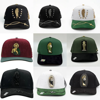 Casquette de baseball religieuse chicano style camionneur Saint Jude Vierge Marie, broderie 3D, strass, étoile, croix, San Judas, Oxford Fruit