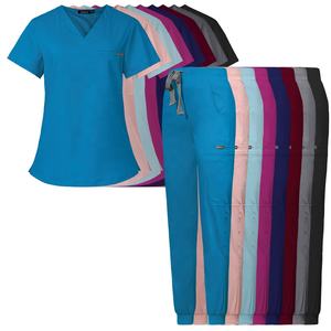 Uniformes quirúrgicos de clínica antiarrugas elásticos de 2 vías con logotipo personalizado, uniformes de enfermería OEM/ODM, Top clásico con cuello en V y pantalones de cintura para yoga - Product Image 5