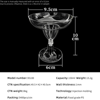 Coupe à dessert en PS de qualité alimentaire avec pied, 150 ml, pour mousse, crème glacée, sundae, parfait, verre transparent pour fêtes, buffets et traiteurs