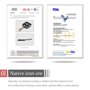 Poêle à omelette et à œufs en fonte à quatre trous antiadhésive facile à nettoyer avec fond plat pour cuisinières à gaz et à induction - Product Image 4