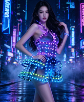 Costume de scène lumineux à LED RGB, jupe lumineuse à clignotement de couleur, tenue de performance cyberpunk pour DJ, rave festival