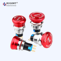 Bouton poussoir d'arrêt d'urgence universel AC/DC étanche IP55 de 16 mm avec verrouillage pour l'automatisation industrielle et les équipements