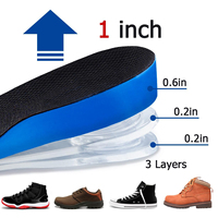 Semelles intérieures d'augmentation de hauteur réglables à 3 couches, coussin d'absorption des chocs de 3/4 de longueur Inserts de levage du talon