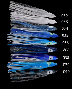 Señuelo de Pesca de Silicona Holográfico Multicolor Alpha OEM con Ojos, Faldas de <span class=keywords><strong>Pulpo</strong></span>, Señuelo de Arrastre para Pesca en Agua Salada - Product Image 5