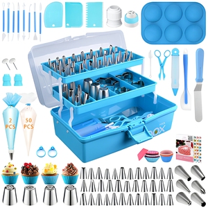 Ensemble de 137 pièces pour décoration de gâteaux, style nordique, en acier inoxydable et plastique écologique, comprenant un plateau tournant, des douilles à pâtisserie, un fouet à œufs et un grattoir, pour la cuisine - Product Image 4