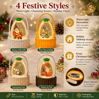 Lanterne en cristal portable de Noël, lumière de nuit LED en forme de flocon de neige, décoration de table pour les fêtes, lumière chaude, alimentée par piles, cadeau