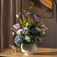 Rosa Künstliche Blumenarrangements im Weißen Vasenstrauß 33 cm Tischdekoration Heimdekoration