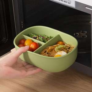 Contenedor de Almacenamiento de Alimentos de Grado Alimenticio para el Hogar, a Prueba de Fugas, con 3 Compartimentos, Lonchera Bento de Silicona con Tapa, Loncheras de Silicona - Product Image 4