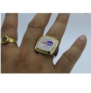 Buffalo Bills Inspired 2.50CTW D VVS Moissanite <b>Ring</b> Two Tone Gold 925 Sterling <b>Silver</b> Handmade <b>Statement</b> <b>Ring</b> - Product Image 2