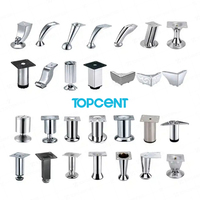 Pieds de meubles TOPCENT en métal argenté pour canapé, lit, meuble TV, pieds de canapé réglables ronds en acier inoxydable pour cuisine