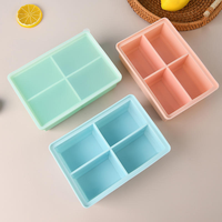 Bac à glaçons en silicone à 4 cavités, sans BPA, à démoulage facile, pour congélation rapide, avec couvercle, pour aliments pour bébés