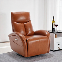 Fauteuil inclinable à moteur unique en cuir pleine fleur brun rougeâtre Power Leisure avec 270 °   Rotation et 30 °   Vente en gros de pierres