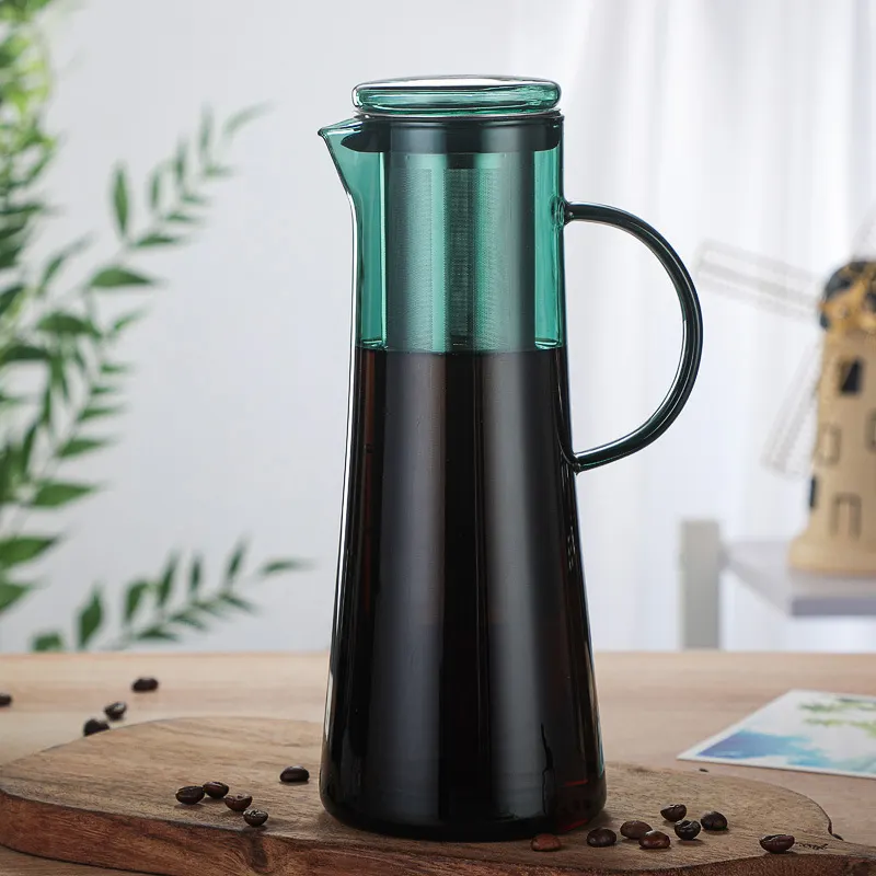 Cafetera de vidrio de borosilicato para Espresso, máquina de café fría con malla fina, 1000ml