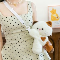 Sac à dos en peluche unisexe pour animaux en peluche, sac à main mignon en forme de chat, avec rembourrage doux en coton PP, cadeau pour enfants, sac à dos en peluche Kawaii