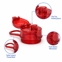 Bouchon de bouteille d'eau sport avec bec verseur à clapet et bouton-poussoir en PP, service de moulage par injection pour fermetures de gobelets personnalisés avec attache intégrée