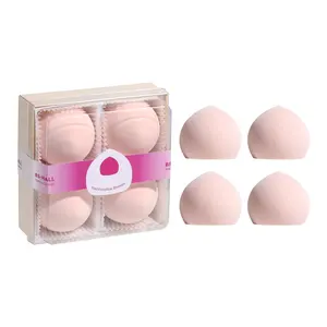 4Pcs Đáng Yêu Mochi Marshmallow Miếng Bọt Biển Màu Hồng Đào Mềm Trang Điểm Miếng Bọt Biển Khô Và Ướt Nhãn Hiệu Riêng Marshmallow Miếng Bọt Biển