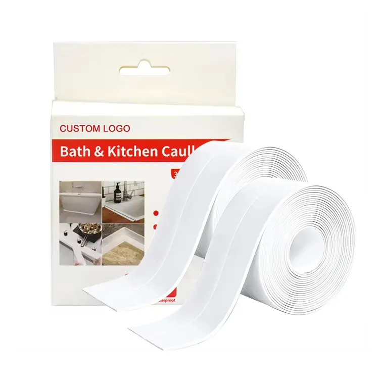 ANTI 2 Pack Caulk Strip, 1.5" x 10.5Ft PVC Self Adhesive Caulk Tape, Sealing Waterproof Silicone Tape for Bathroom